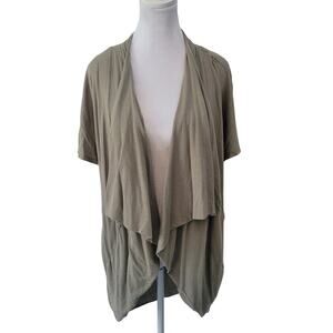Splendid Size S Open Front Waterfall Cardigan Short Sleeve Lightweight Drape